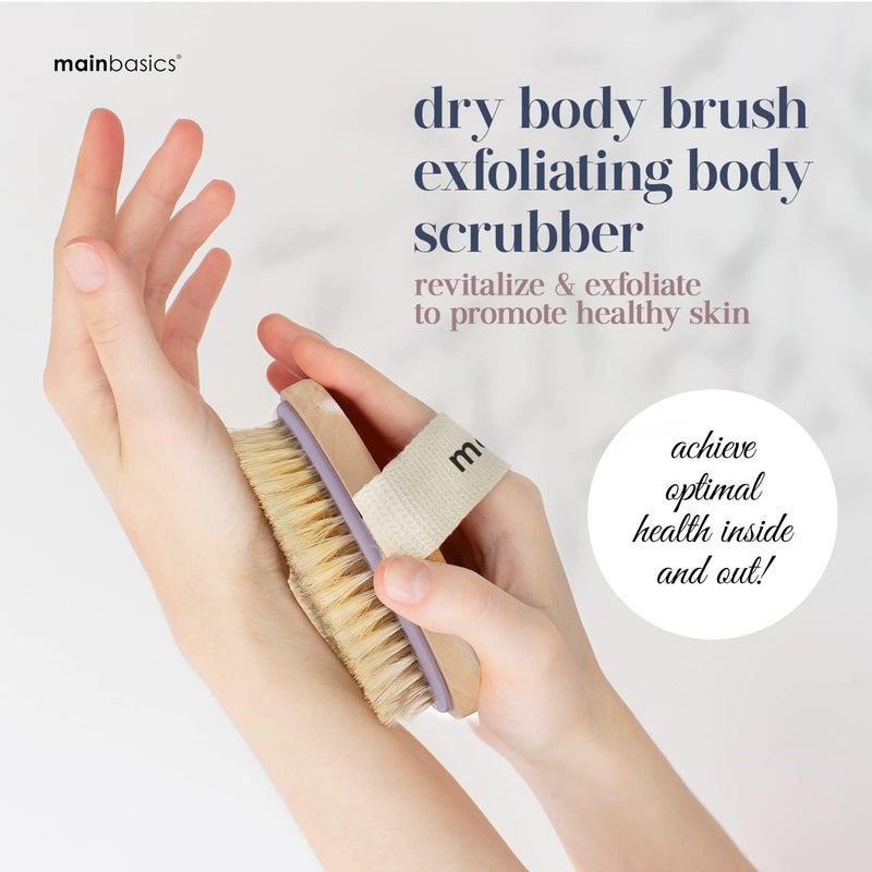 MainBasics Dry Brushing Body Brush for Lymphatic Drainage, Dry Skin, Cellulite, Blood Circulation with Exfoliating Natural Bristles for Flawless Skin - Image 2